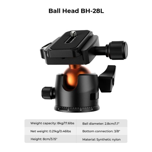 K&F Concept 15-63" Camera Tripod Aluminum With 360° Ball Head 17.64lbs/8kg Load - Picture 6 of 12