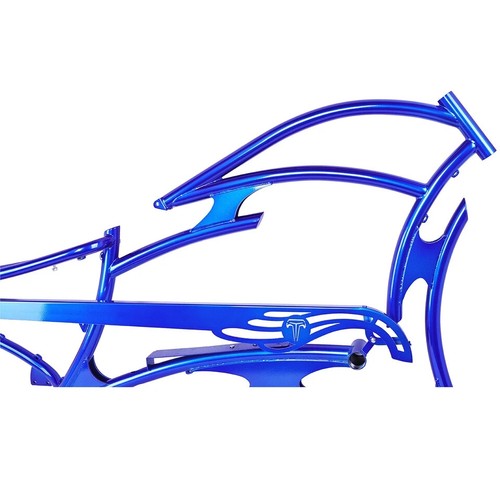 26" Stretch Cruiser Bicycle DIY Custom Frame Lowrider Bike 7 Speed Raptor Blue - Picture 4 of 6