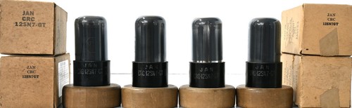JAN-12SN7GT RCA Black Coated Glass Made in U.S.A Amplitrex Tested 1 Match Quad - Picture 2 of 12