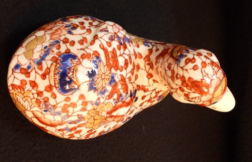 Antique Chinese Imari Porcelain Duck Figurine Artist Signed 4" tall - Picture 4 of 8