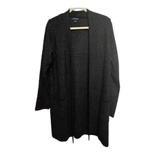 Fortune + Ivy Cardigan Sweater Size Large Pockets Black Grey NWOT