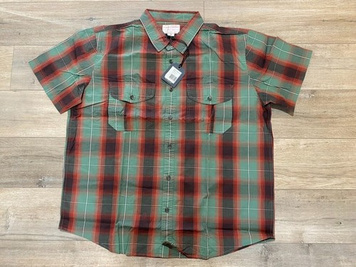 Camisa Filson de tela de plumas para hombre XL manga corta abotonada a cuadros ligera - Imagen 2 de 10