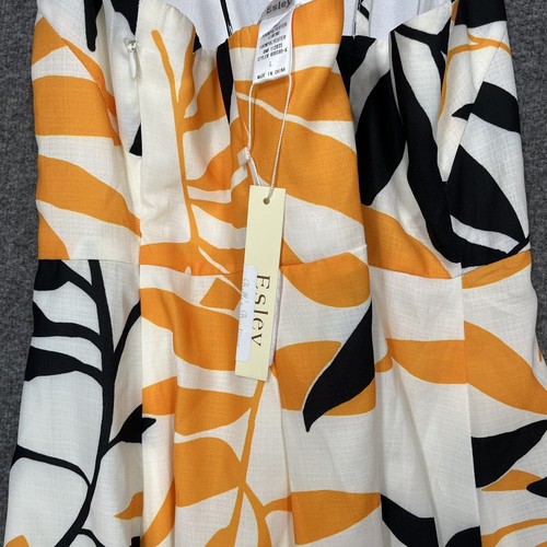 Esley Spaghetti Strap Mini Dress Yellow Black Tropcial Floral Women’s L NWT - Picture 16 of 16