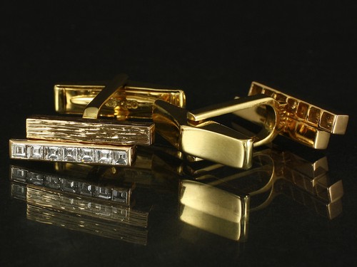 Gemelos de diamante Carré aprox. 1,12 quilates 14,5 g 750/- oro amarillo Victor Mayer - Imagen 4 de 7