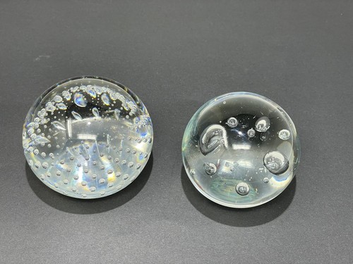 Lote de 2 Pisapapeles Bullicante Burbuja Controlada Vidrio Artístico Vintage - Imagen 4 de 12