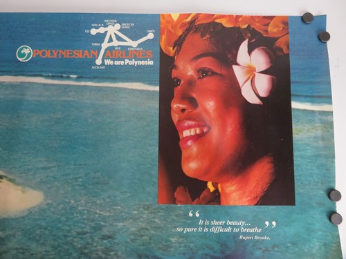 True Vintage POLYNESIAN AIRLINES REISEPOSTER Entdecken Sie Polynesien TONGA SAMOA - Bild 3 von 7