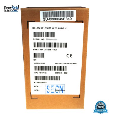 HPE 781518-B21 781578-001 1.2TB 12G SAS 10K 2.5 SC ENT HDD NEW FACTORY SEALED