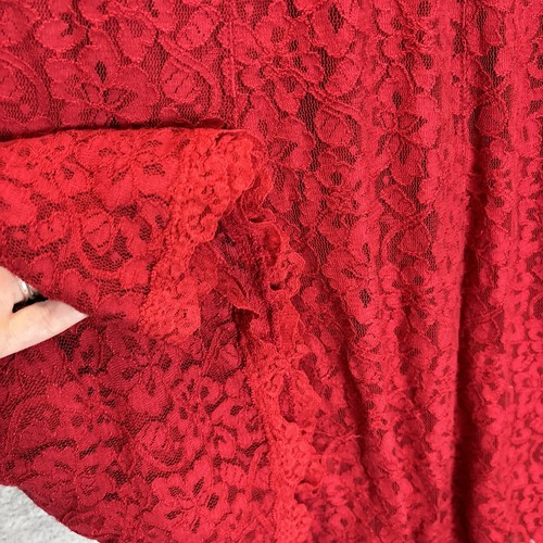 Susan Graver Lace Maxi Skirt M Red Stretch Lined Witchy Whimsigoth Festive Sexy - Picture 11 of 11