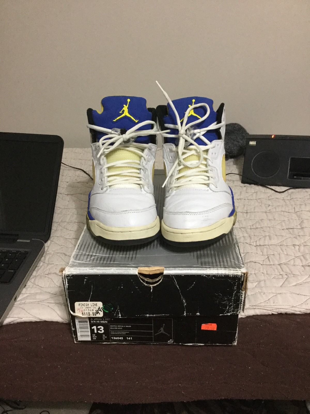 1999 Air Jordan Laney 5 OG Size 13 Pre-owned University White Nike 1999 Air Jordan Jordan Jordan Laney 5 OG Size 13 Pre-owned University White Nike 463060