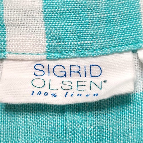 Sigrid Olsen Women's Mint Green Striped Linen Sleeveless Shift Dress EUC - Med. - Picture 5 of 7