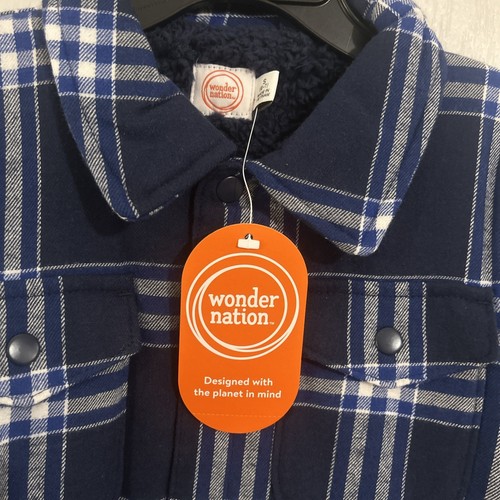 Boys size Small 6/7 Faux Shearling Lining Plaid Flannel Jacket Wonder Nation NEW - Picture 4 of 12
