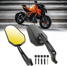 DREAMIZER Motorcycle Mirrors, Universal 8mm 10mm Black Black-A 