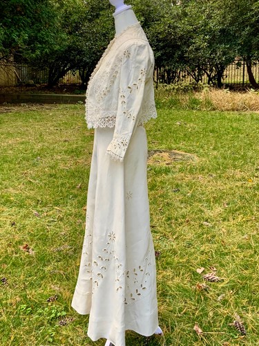 Edwardian 1900s Cotton Lawn Two Piece Set –Broderie Anglaise & Irish Crochet S/M - Picture 15 of 24