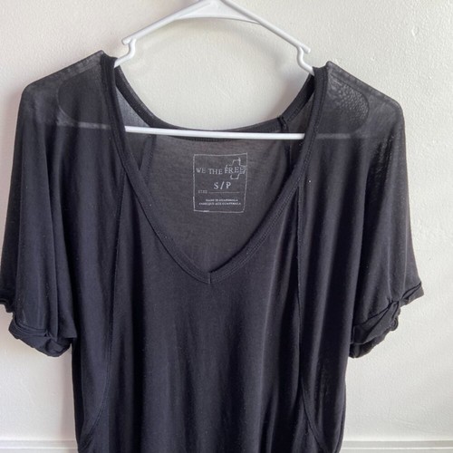 Free People We The Free Black Free Fallin Short Sleeve Shirt Size Small - Picture 5 of 6
