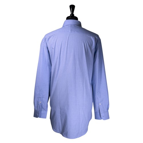 Jos. A. Bank Mens Dress Shirt 17.5 36 Blue White Dot Non Iron Stretch Button Up - Picture 2 of 9