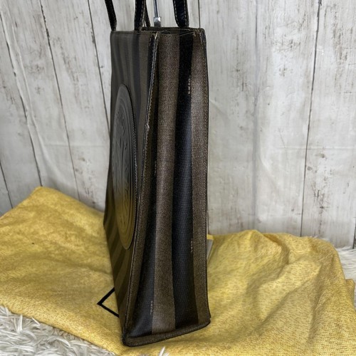 FENDI Large Logo FF Pecan Tote Bag Shoulder Bag Leather Used Excellent+ Japan - Picture 6 of 20
