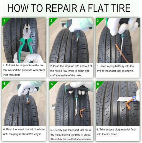 HolaKit Tire Plug Kit, 13PCS Repair Kit with Self-Vulcanizing Plugs,...  - Picture 4 of 5