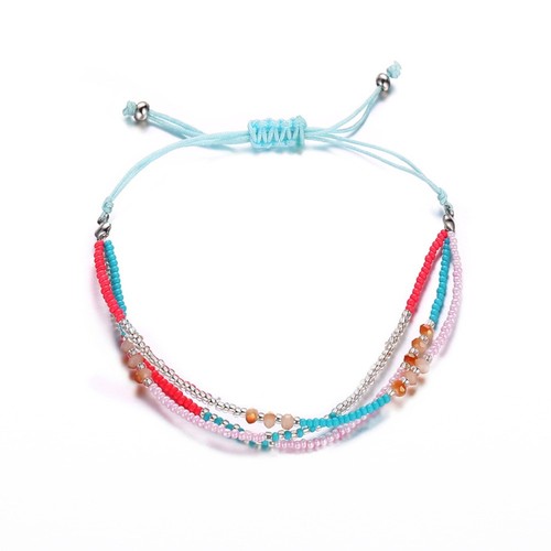 Colorful Beaded Bracelet Miss Multiple-Layer Anklet Knitted Beads Wristlet - Bild 6 von 12
