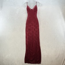 Fashion Nova Dress Womens XS Red Rose Floral Lace Maxi Date Night Fairy Sexy
