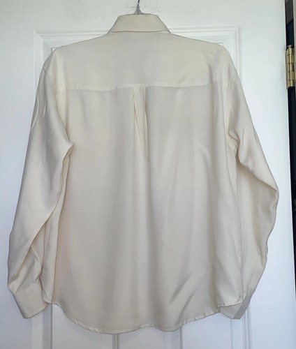 Classiques Entier Women' Cream 100% Silk Button-Up Blouse Size S Long Sleeve - Picture 6 of 10