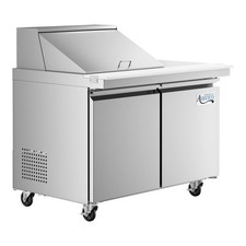 48" 2 Door Mega Top Stainless Steel Refrigerated Sandwich Prep Table Workstation
