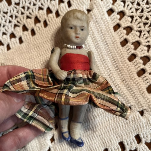 Antique Nippon Porcelain Bisque Doll, with Moveable Arms Legs 5” - Picture 8 of 8