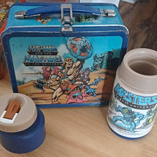 Vintage 1983 He-Man Masters of the Universe Metal Lunchbox w/ Thermos Aladdin