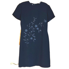 VTG Jones New York Embroidered Floral Cocktail Dress Size 6 Black Fully Lined