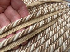 upholstery 3/4" twisted cord trim with lip rayon 1yd Italy ivory champagne