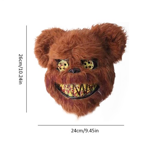Scary Horror Bloody Killer Bear Plush Mask for Halloween Horror Costume Props - Bild 3 von 14