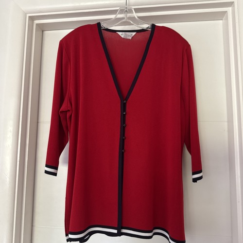 Exclusively MISOOK Red White Blue America Classic Nautical Jacket Cardigan 1X