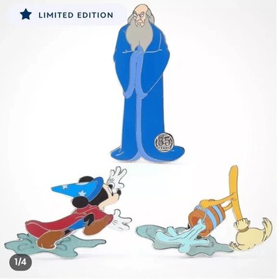 The Sorcerer's Apprentice 3-Piece Pin Set, Fantasia 85th Anniversary Confirmed