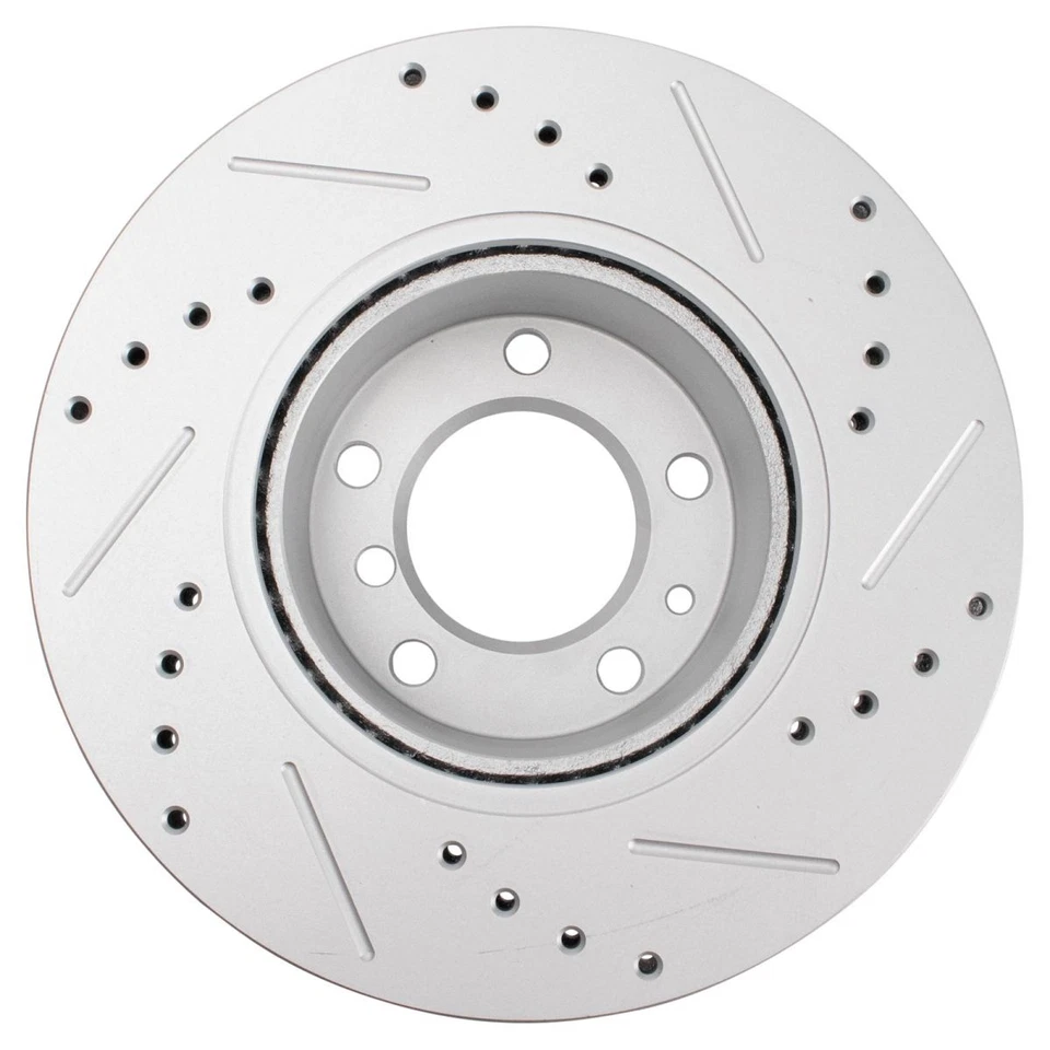 Front Rear Ceramic Brake Pads & Performance Drilled Slotted Rotor Kit - Image 3 of 4