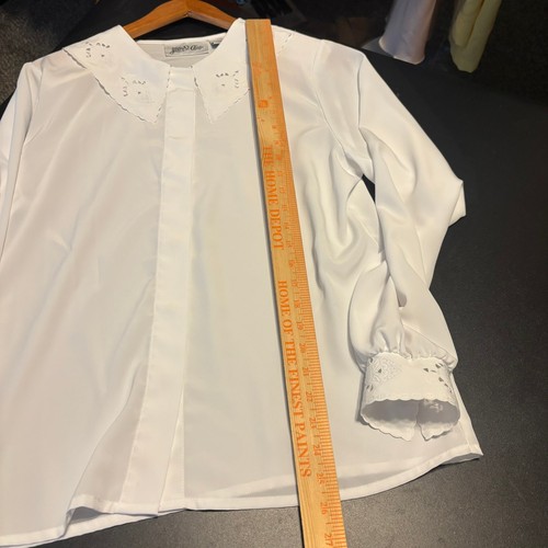 Vintage Yves St Clair Women's Long Sleeves Blouse Size 12 Polyester White - Picture 4 of 6