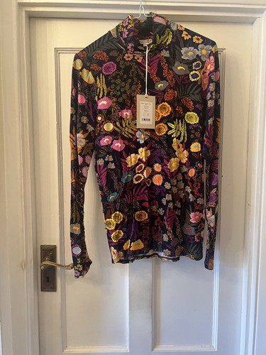 Neu Jigsaw buntes Midnight Garden Blumenmuster Jersey Polokragen Top, Medium