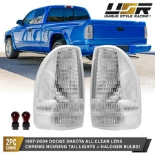 Clear Lens Tail Lights w/ Bulbs L+R Pair For 97-04 Dodge Dakota Pickup Trucks