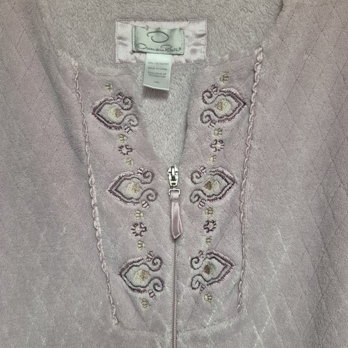 Vintage Oscar de La Renta mittelschwerer GESTEPPTER FLEECE Reißverschluss Lounge Morgenmantel/Kaftan rosa L/XL - Bild 6 von 12