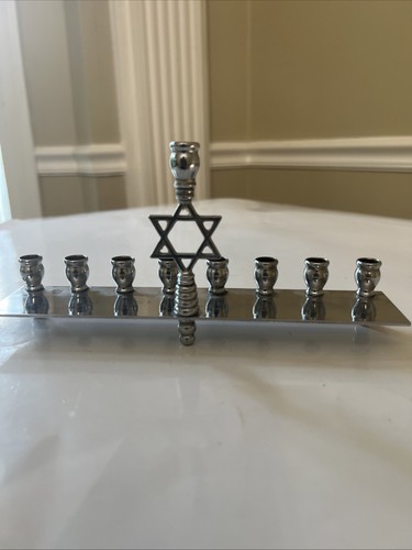 Vintage HANUKKAH Menorah With Star Of David & Nine Branch ~ 8in x 4-1/4in - Picture 6 of 11