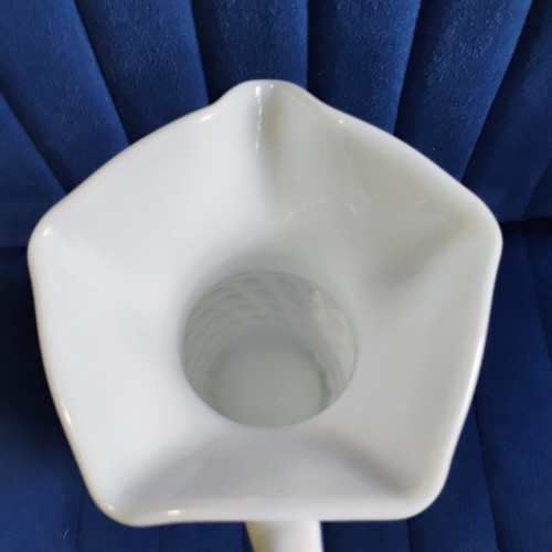 Vintage weiß Milchglas Schuhnagel Diamant gekräuselt Krug Vase 8" Fenton Stil - Bild 9 von 17