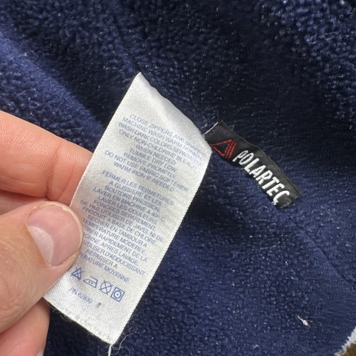 Vtg LANDS END Fleece Lined Leather Collar Green Blue Hunting Chore Work Jacket L - Picture 7 of 8