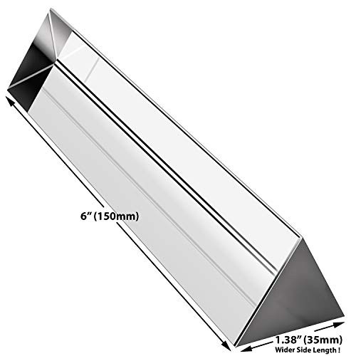 Prisma triangular de vidrio óptico de 6 pulgadas para enseñar espectro de luz - Imagen 2 de 6