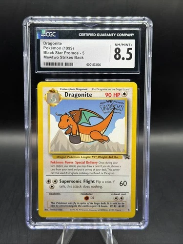 ✨ CGC 8.5 ✨ 1999 Pokemon First Movie Dragonite #5 WB Stamped Black Star Promo