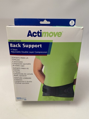 Actimove Back Support Size S Adjustable Double Layer Compression Small Black - Picture 1 of 11