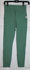Vuori Women's  Legging High Waisted Athletic Work Out GREEN 2 MEDIA POCKETS  SM