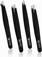 Tweezers Set for Eyebrows 4 Pcs – Slant, Point, Flat & Angled Precision Hair