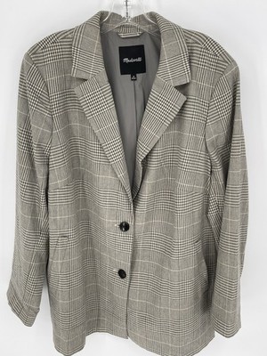 Madewell Dorset Blazer Womens 2XL Gray Plaid Oversized Academia Work Jacket