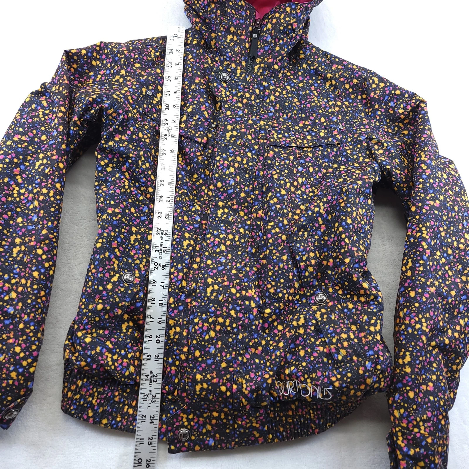 burton dryride tabloid polka dot hooded coat jacket