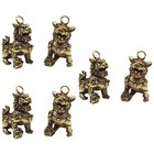 6 Pcs Chinese Style Fengshui Adornment Desktop Ornament Pure Copper Lion