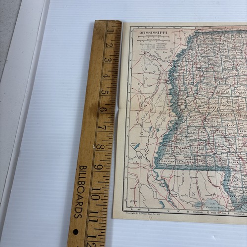1921 Vicksburg Mississippi State Map Reference World Atlas Greenville Biloxi - Picture 9 of 10