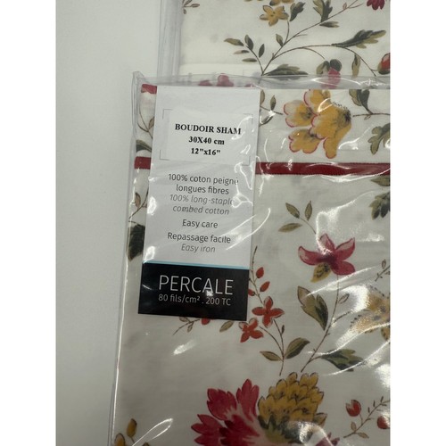 NWT Anna By Anne De Solene Floral 100% Cotton Boudoir Sham Set (2) - Picture 2 of 4
